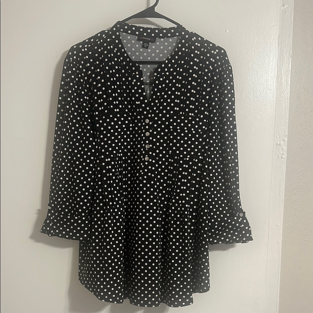 Cocomo Black and White Buttoned Mandarin Collar Blouse